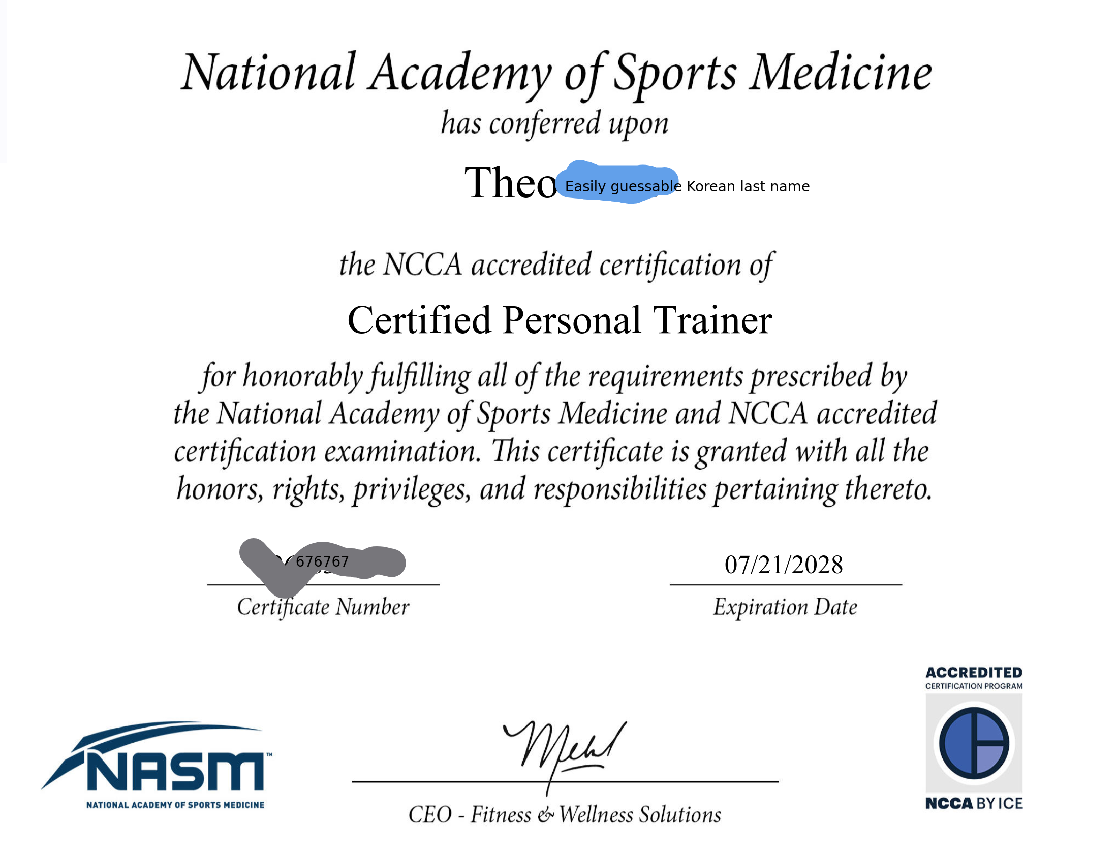 certificate